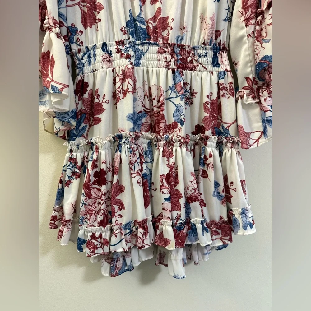 MISA Los‎ Angeles Cecilia Floral Tiered Mini Dress - M